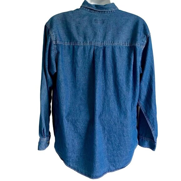 Basic Editions Men's Cotton Denim Long Sleeve Button Down Shirt Large - Picture 5 of 9